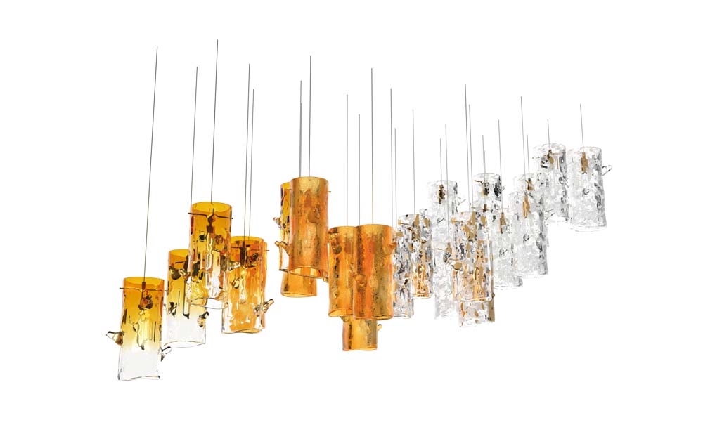 Large Linear Crystal Chandelier LOG 6