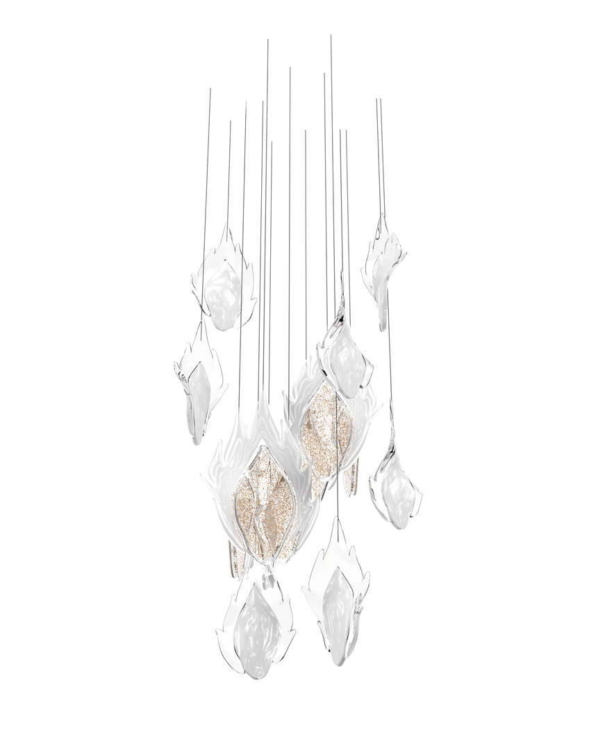 FLAME 1 Linear Cascade Chandelier, catalog view