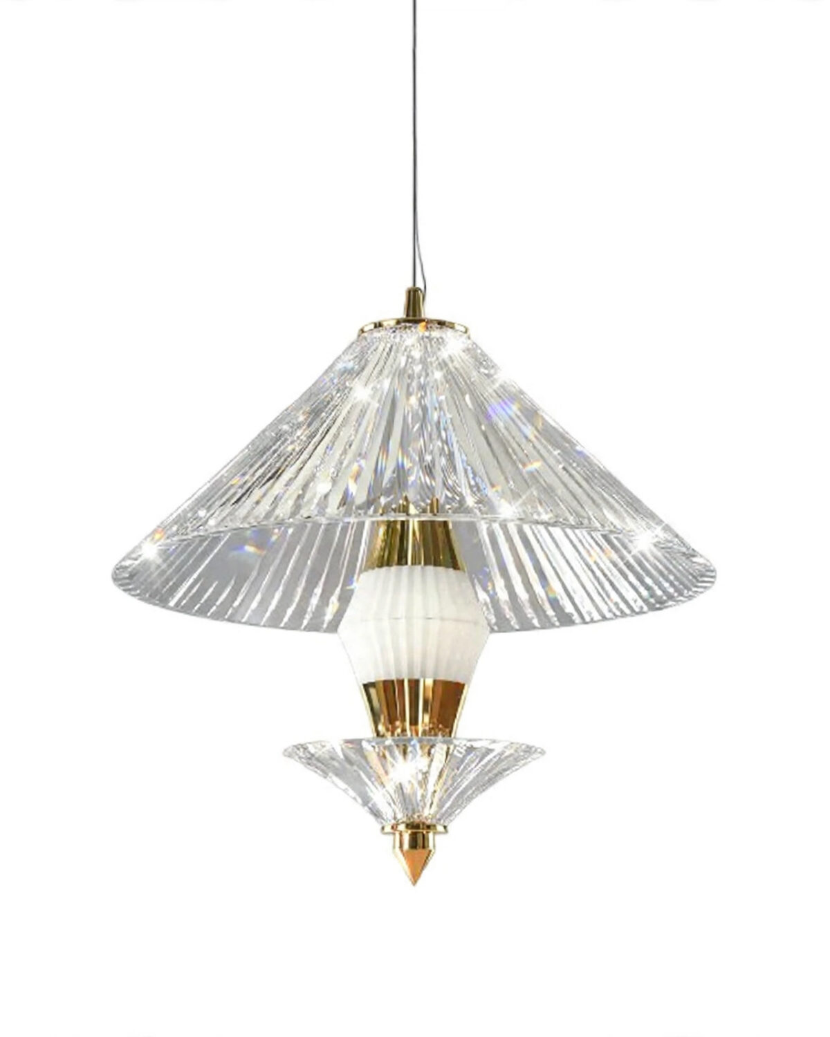 Crystal Hat Two-Tired Pendant with textured Crystal Shade L675/1/4/2