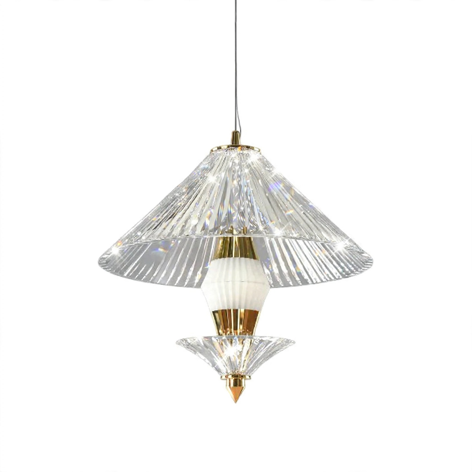 Crystal Hat Two-Tired Pendant with textured Crystal Shade L675/1/4/2, catalog view
