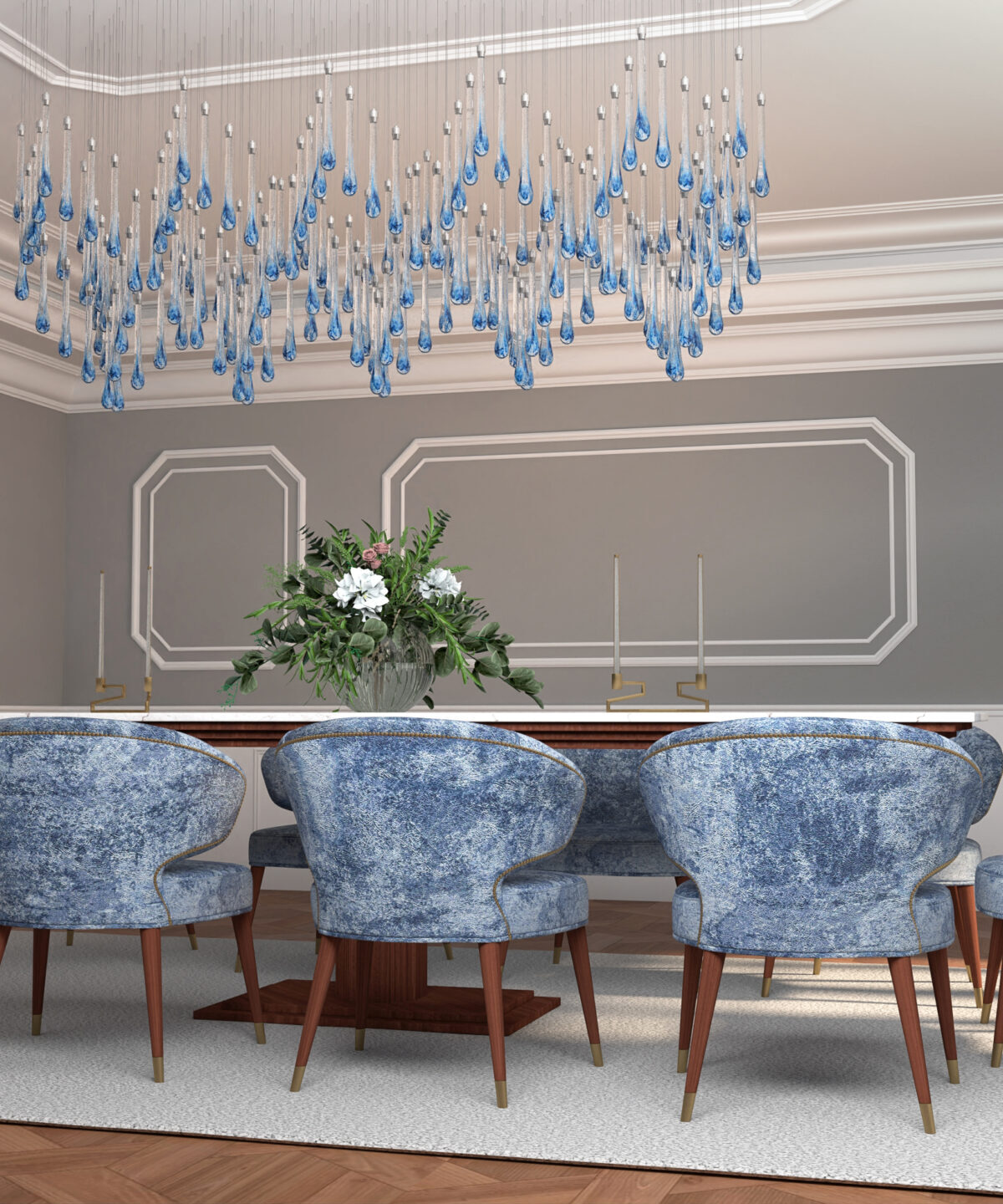 Rectangular Crystal Chandelier Water 12