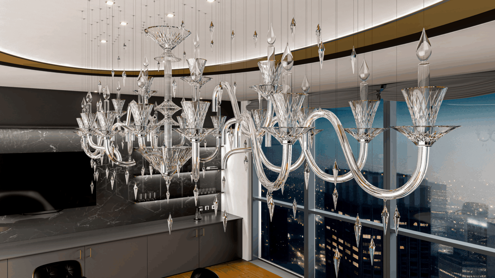 ILLUSION Crystal OVAL Chandelier, catalog view