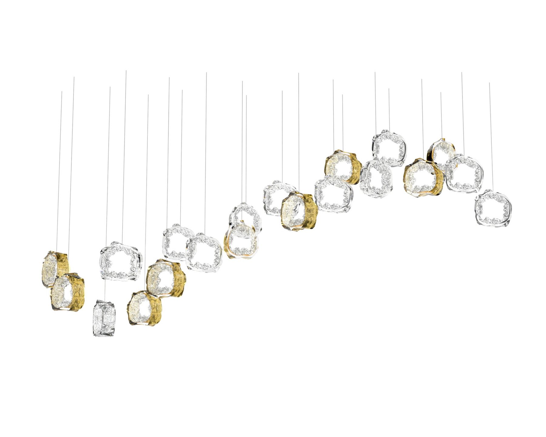 Floating Linear Crystal Chandelier for Modern Dining Kitchen Island Glittering Eye 5 Crystal Amethyst, catalog view