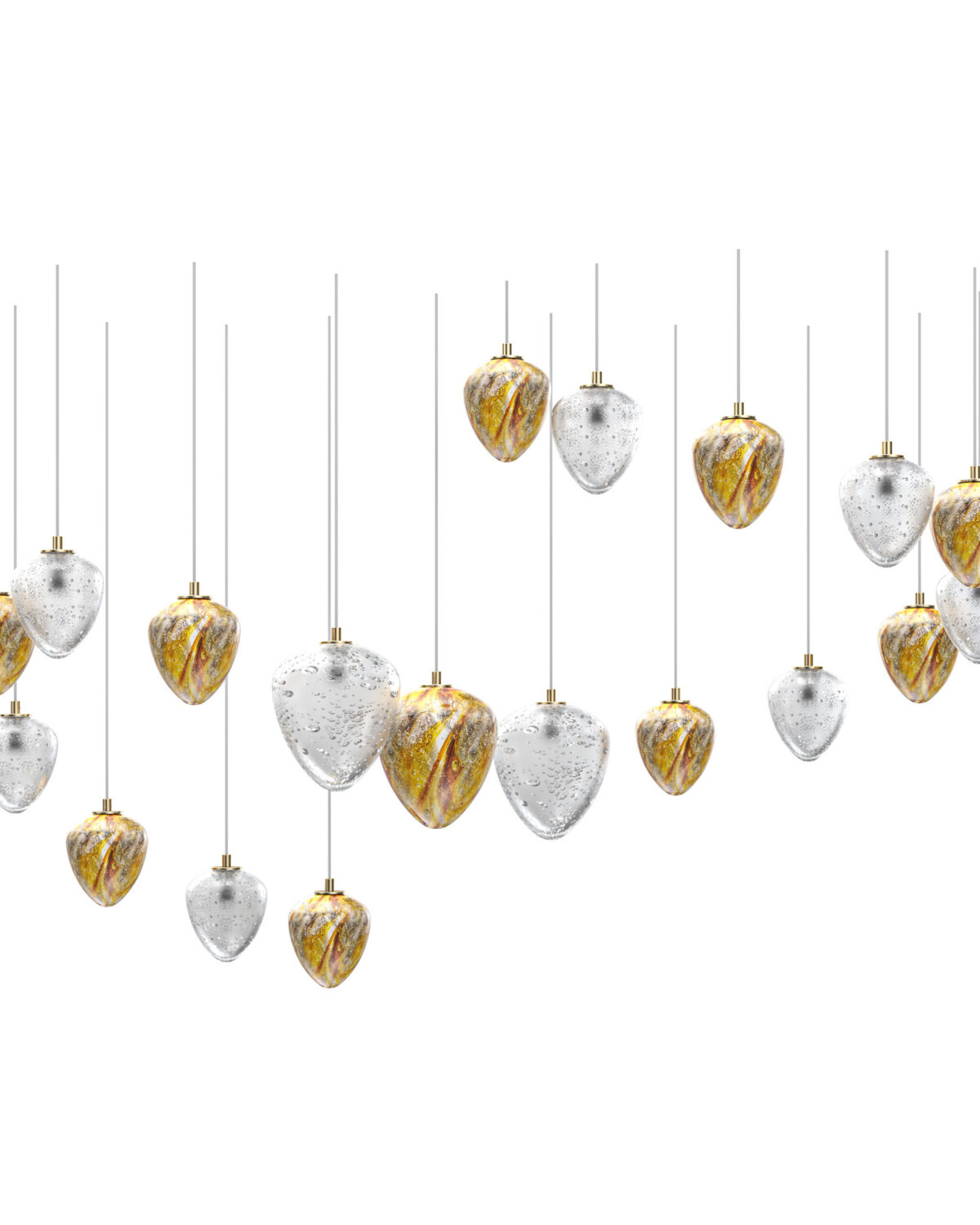 Amulet 9 large crystal ceiling lighting fixture for hospitality and private residence projects