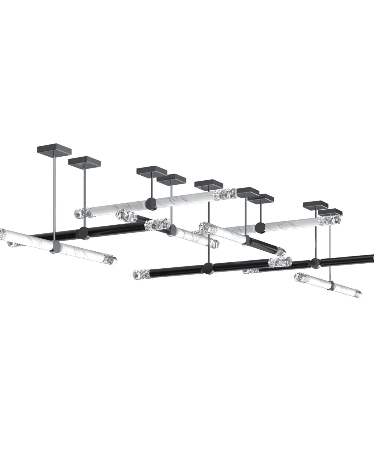 Elementis 8 modern linear ceiling pendant from carrara and nero marquina marble 10w 8b