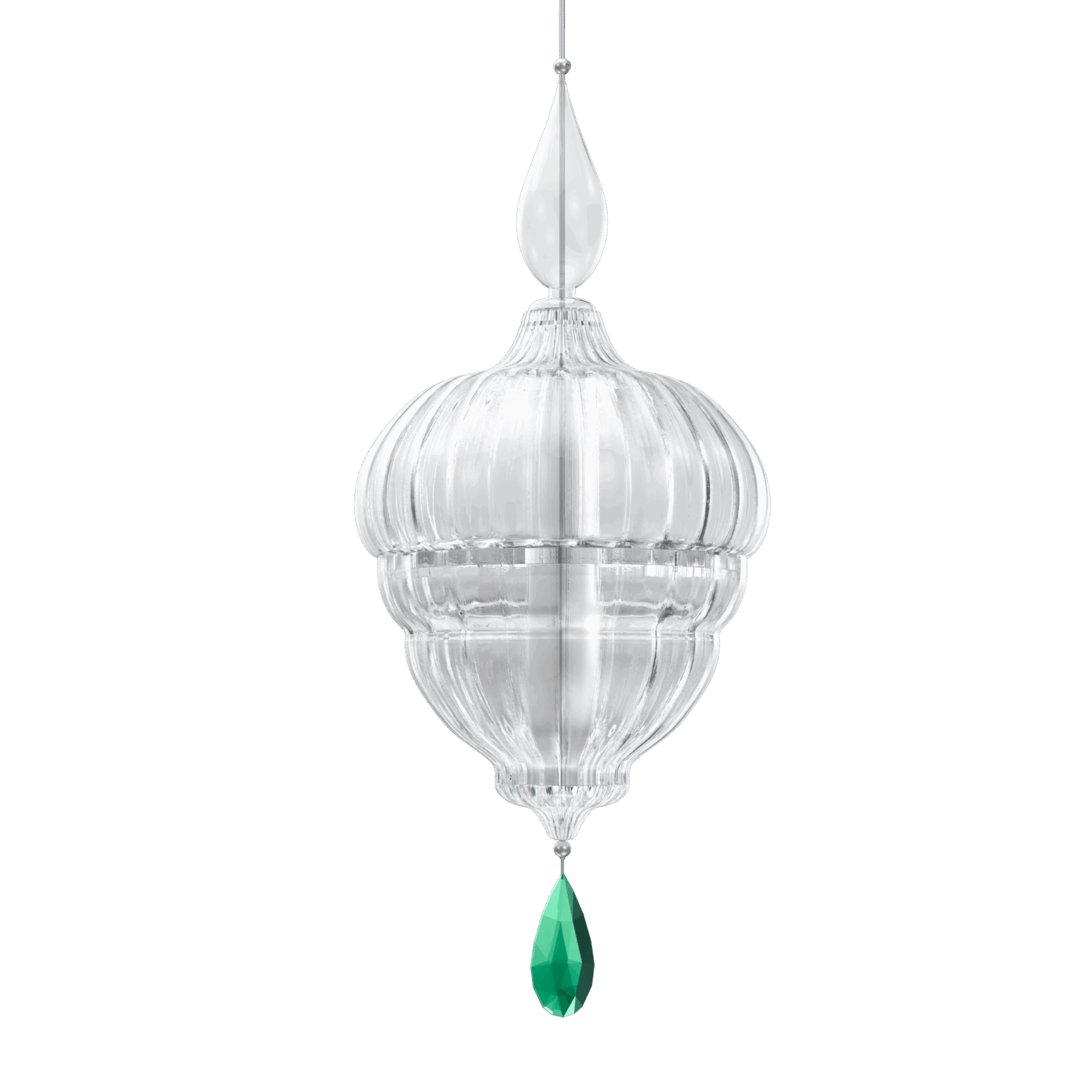 Crystal Lantern B Pendant with Green Accent, catalog view