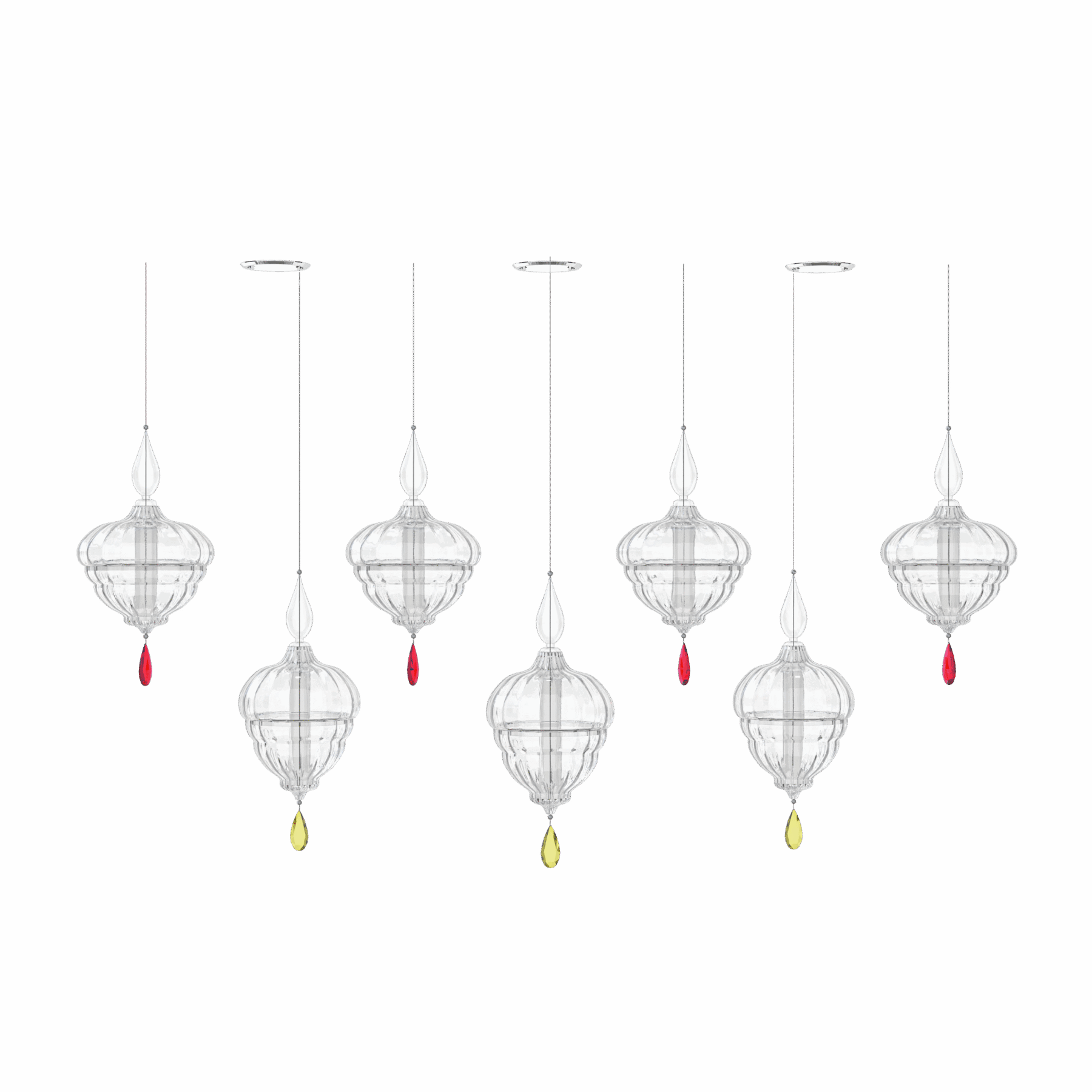 Lantern 4 Large Linear Crystal Lighting Fixture Red and Yellow Accent, catalog view