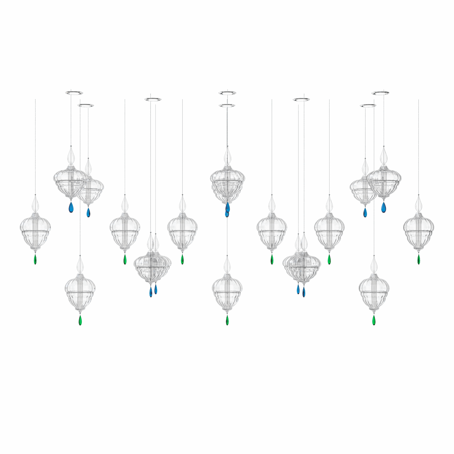 Lantern 6 Large linear crystal pendant, catalog view