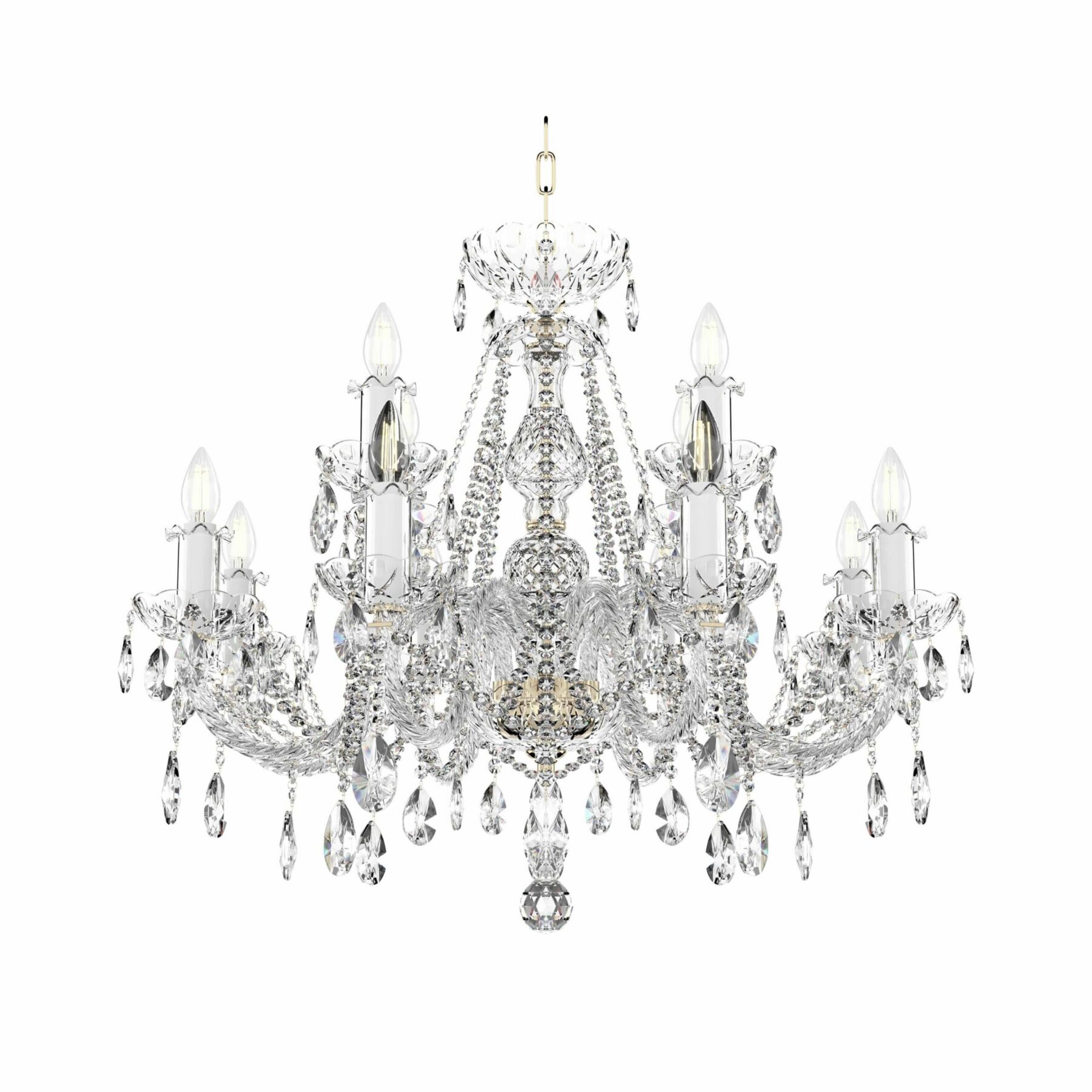 Everglow Classic Chandelier with gold and silver accent L100/8+4/02, catalog view