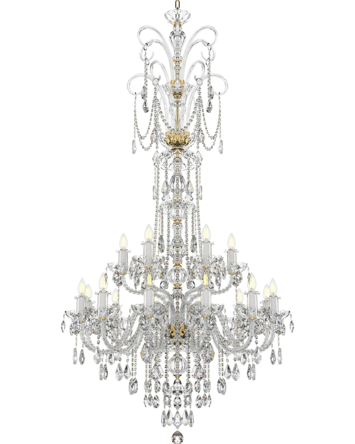 Crownlight Long Classic Chandelier with gold and silver accent L117/18/04