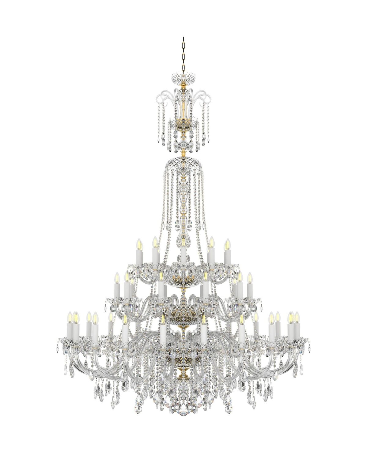 Crownlight Long Classic Chandelier with gold and silver accent 40 lights L117/40/04