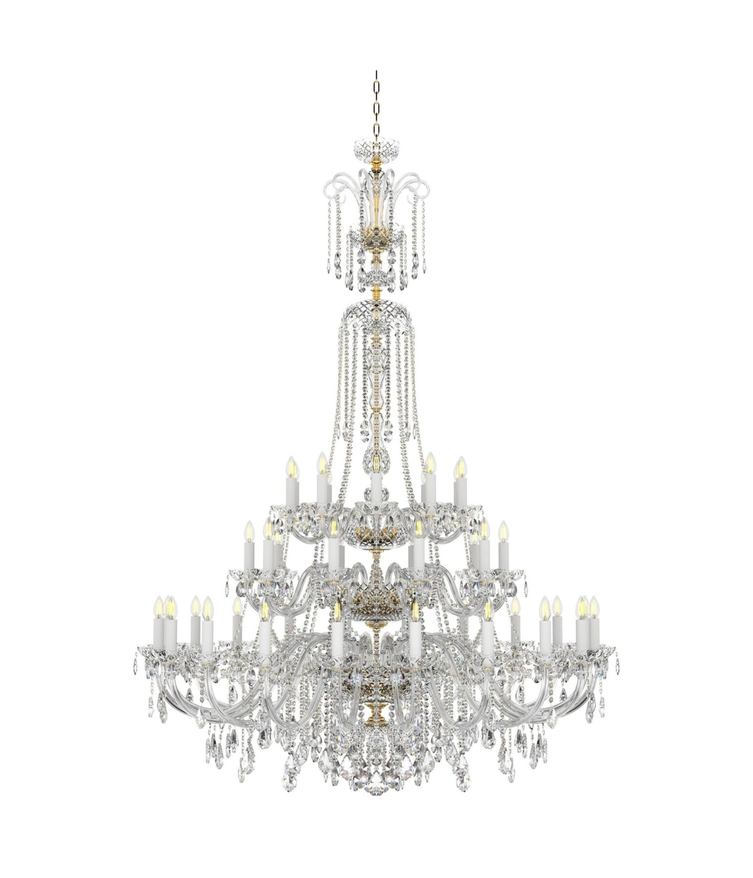 Crownlight Long Classic Chandelier with gold and silver accent 40 lights L117/40/04, catalog view