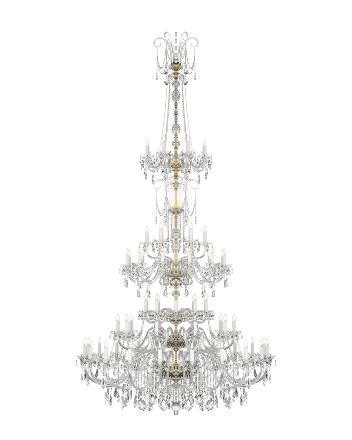 Crownlight Long Classic Chandelier with gold and silver accent 58 lights L117/58/04