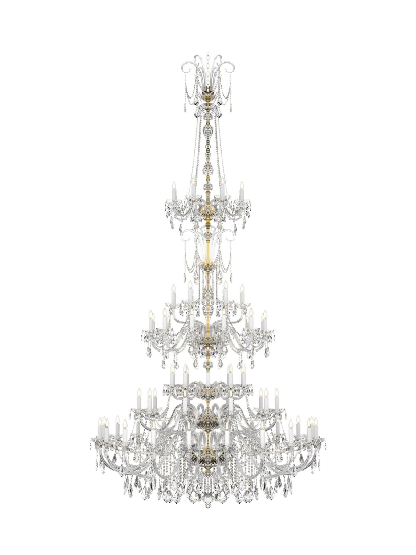 Crownlight Long Classic Chandelier with gold and silver accent 58 lights L117/58/04, catalog view