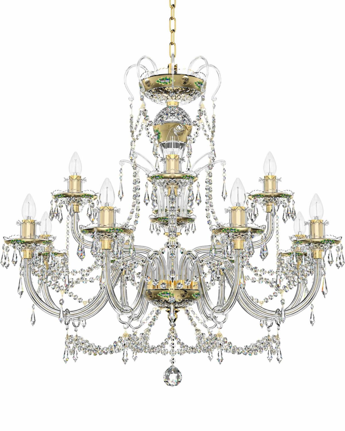Gildoria Large Crystal Chandelier | Luxurious Gold & Crystal Lighting Fixture L650/12/03