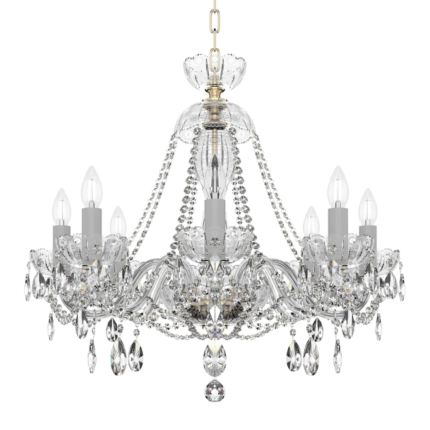 Elegant 8-Light Crystal Chandelier | Luxurious Silver and Gold Finish & Sparkling Lighting L680/8/02, catalog view