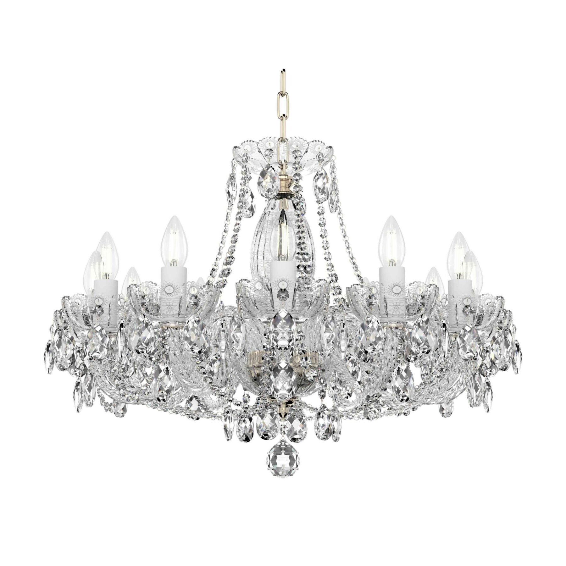 Elegant 12-Light Crystal Chandelier | Luxurious Silver and Gold Finish & Sparkling Lighting L692/12/01, catalog view