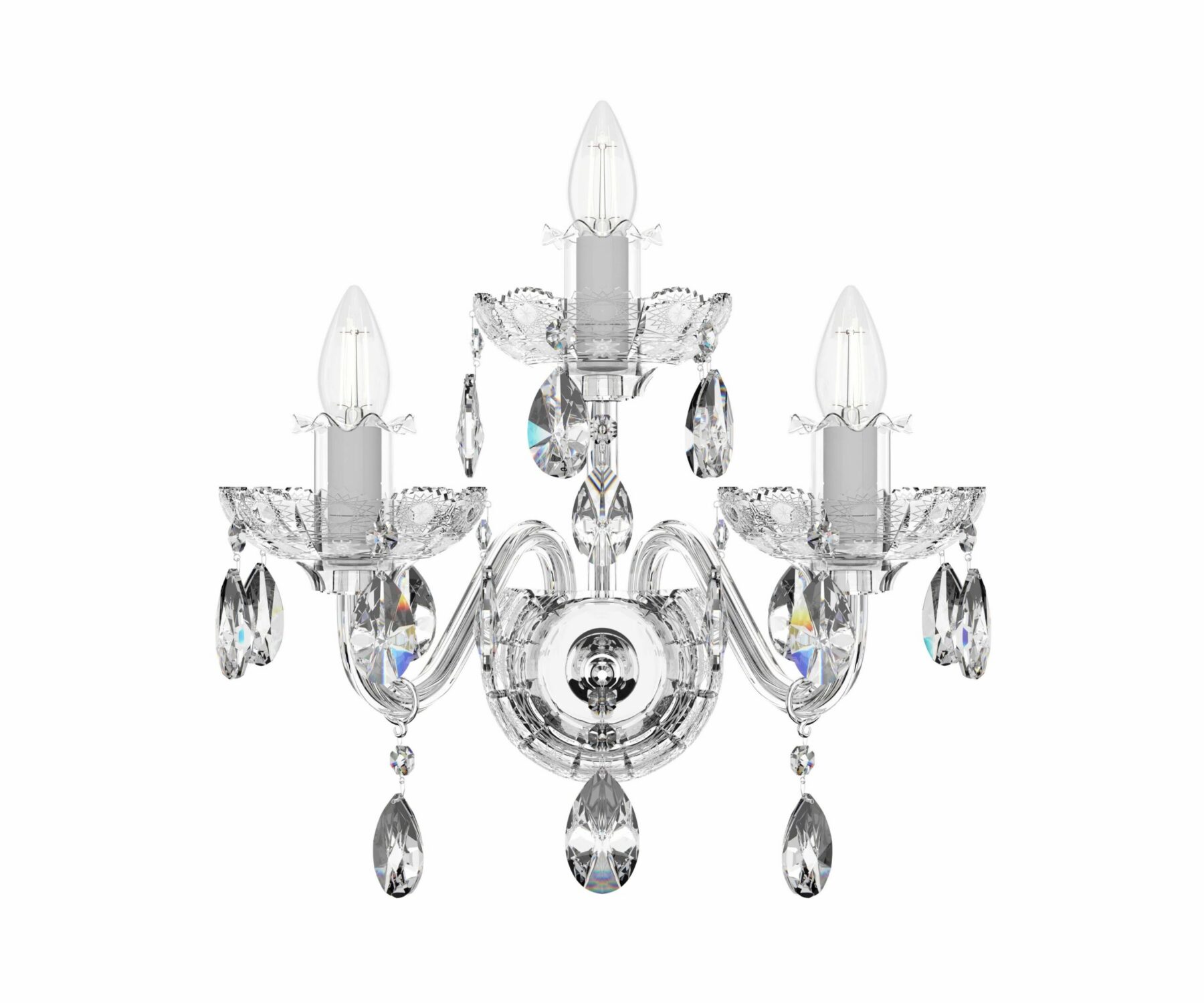 Elegant 2-Light Crystal Wall scones | Luxurious Silver and Gold Finish & Sparkling Lighting N680/3/02 M, catalog view